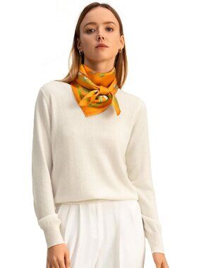 LILYSILK Women's Cashmere Super Soft Crewneck Sweater in Natural White - Size XS